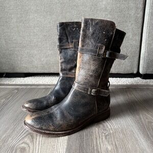 BED‎ STU Cobbler Series Sandover Brown Leather Mid Buckle Boots Distressed 8
